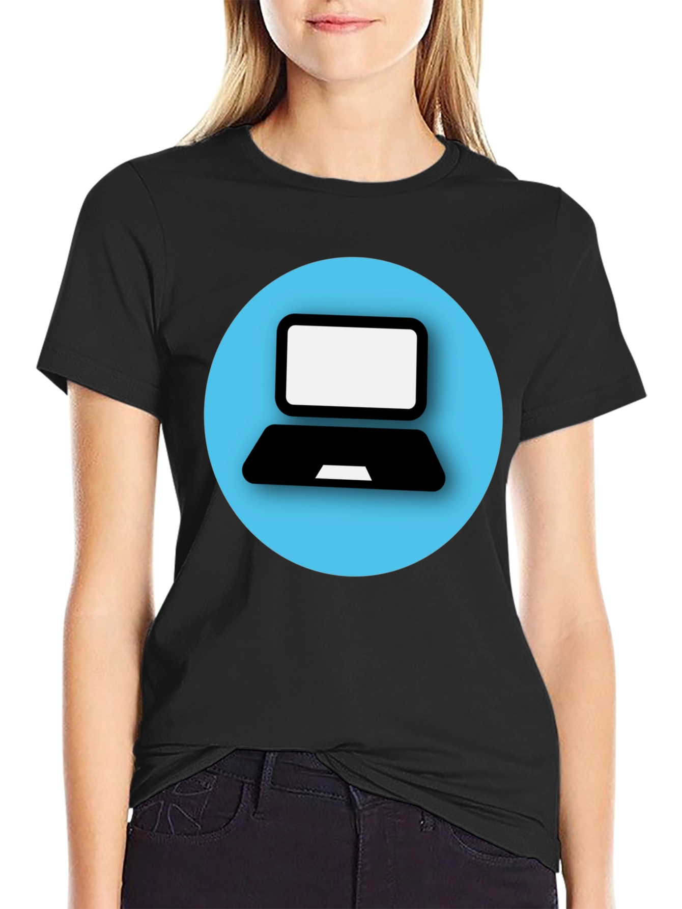 Black Laptop Graphic Tee - Tech Style T-Shirt view 2