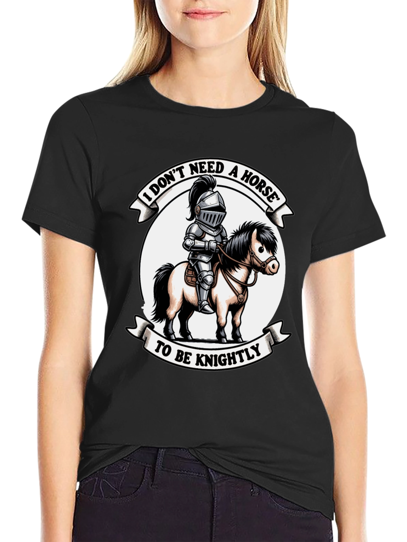 Black Knightly T-Shirt: No Horse Needed! view 2
