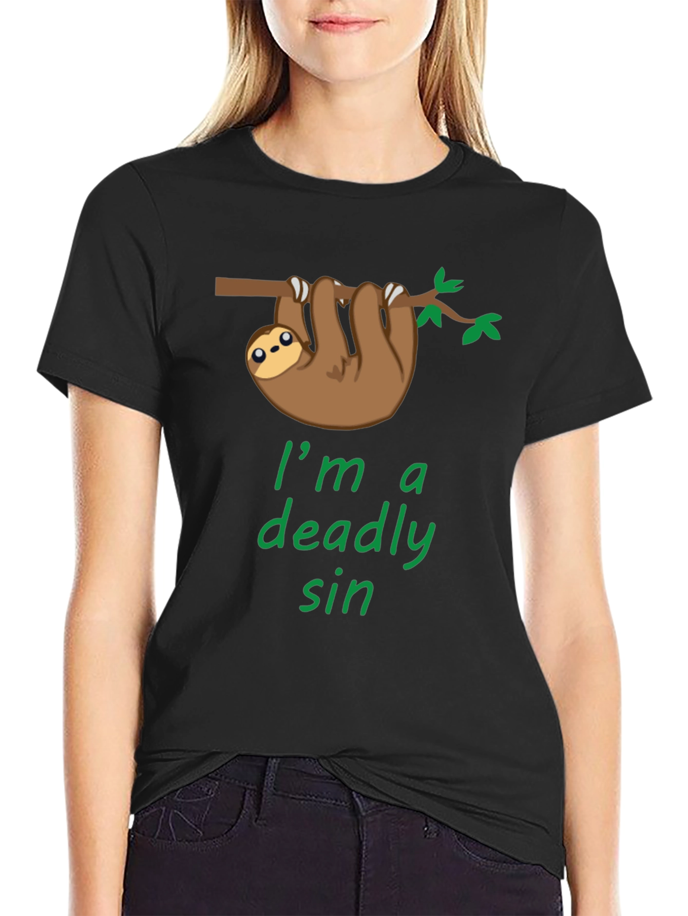 Black Sloth Deadly Sin Graphic Tee - Cute & Comfy! view 2
