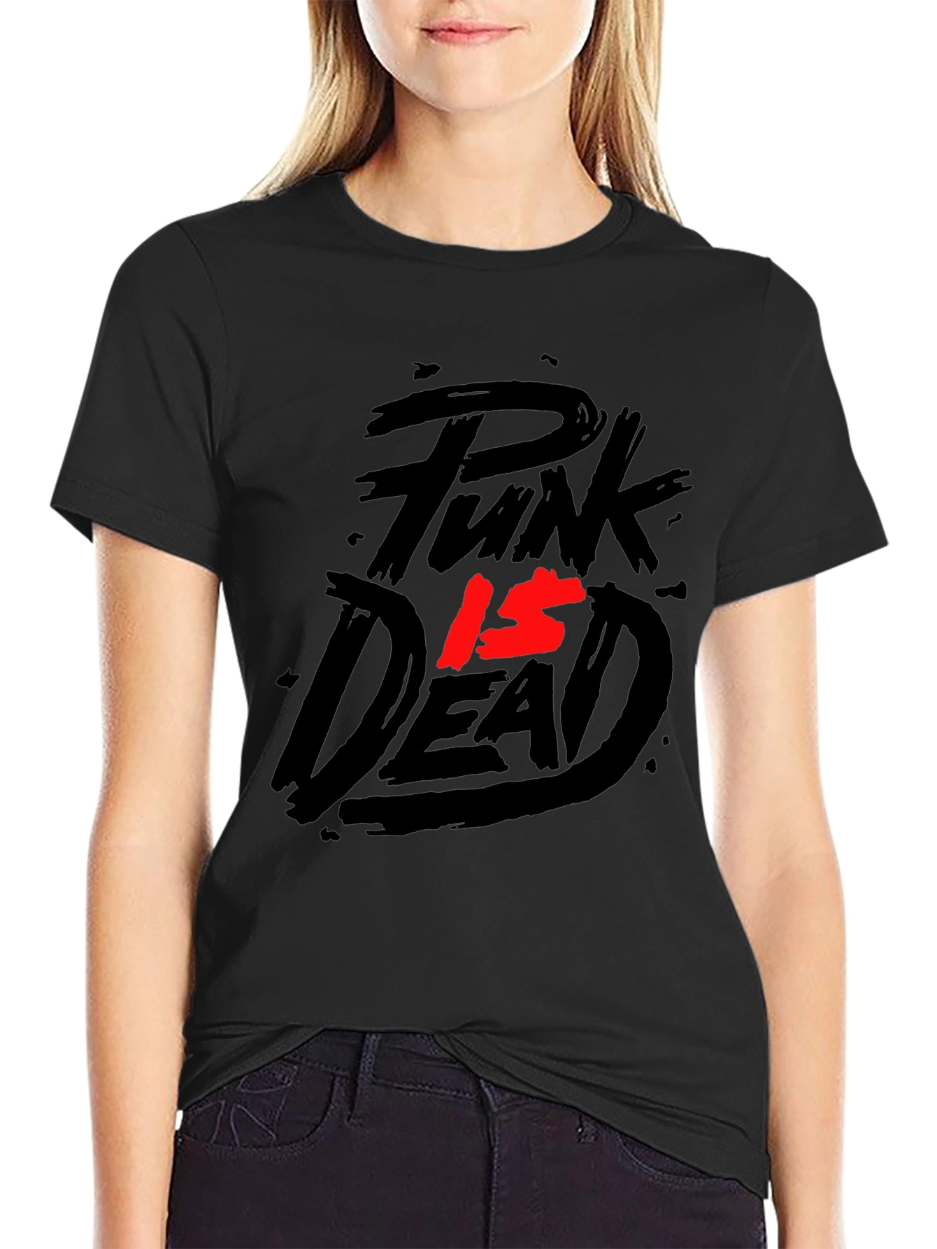 Black Punk Is Dead Graphic Tee - Black T-Shirt view 2