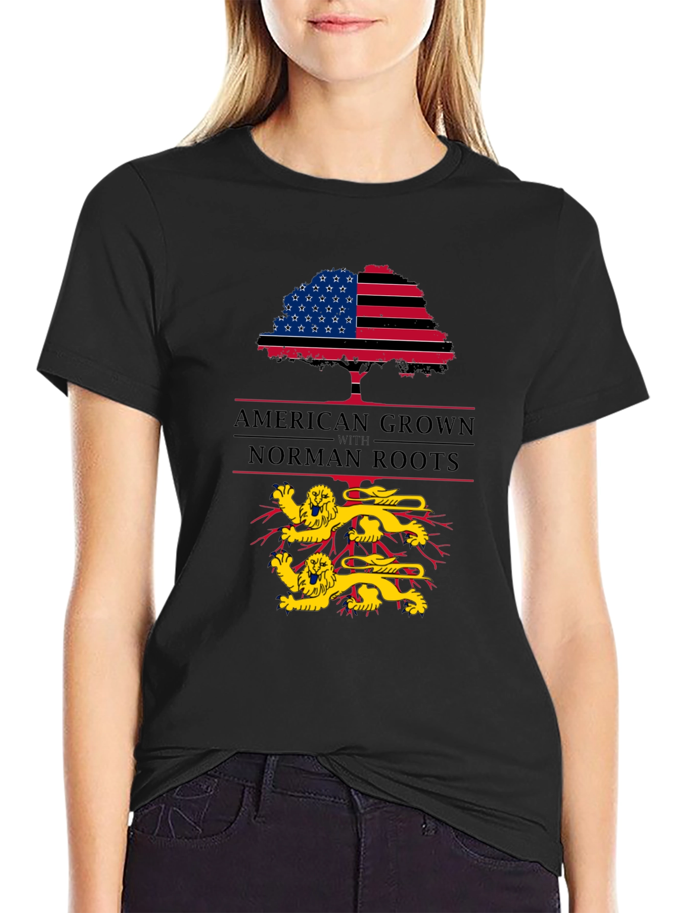 Black American Grown Norman Roots T-Shirt view 2