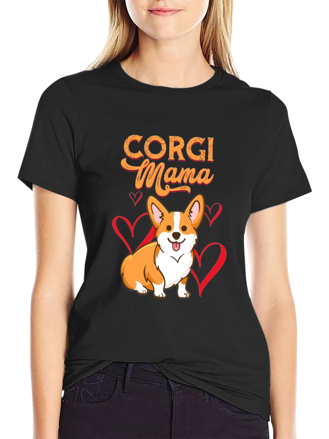 Black Corgi Mama Graphic T-Shirt - Dog Lover Tee view 2