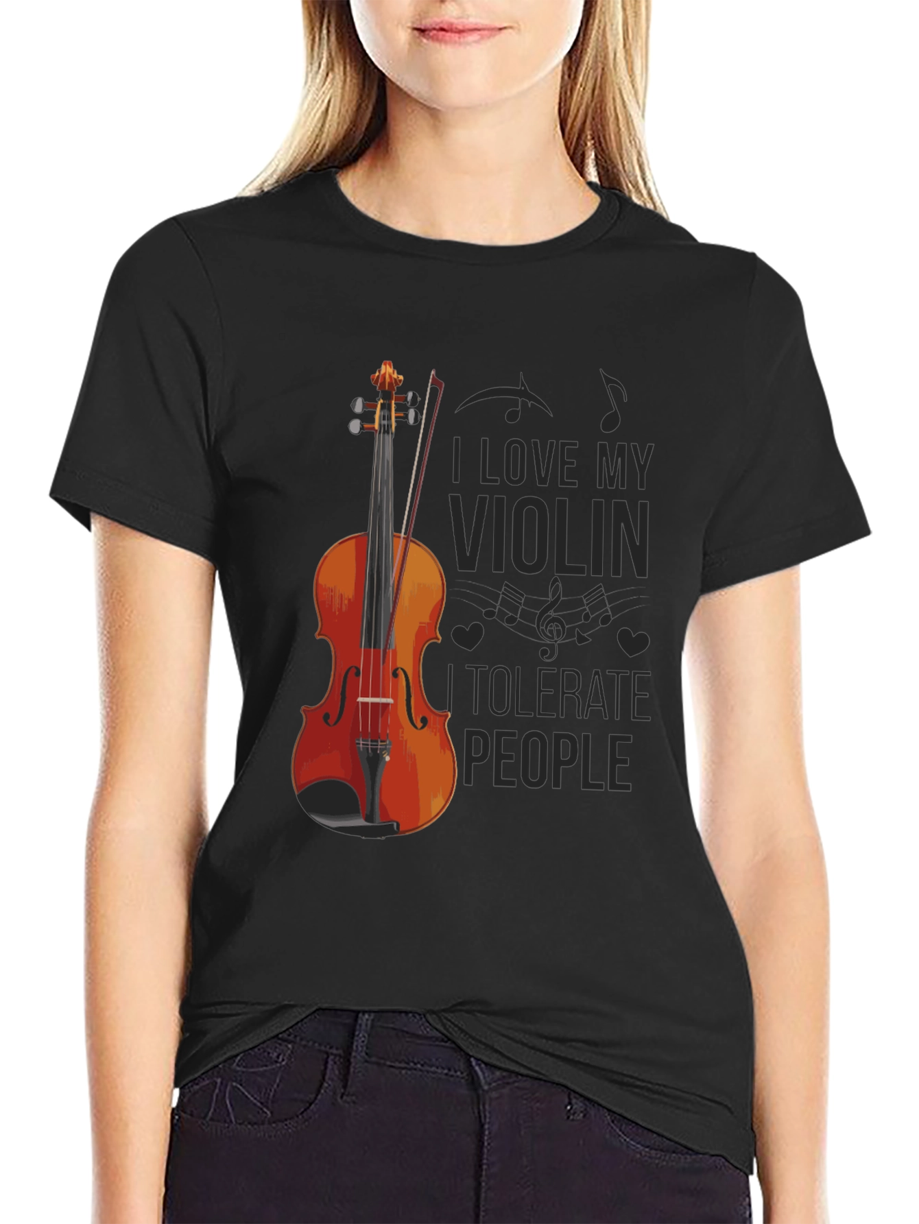 Black I Love My Violin T-Shirt view 2