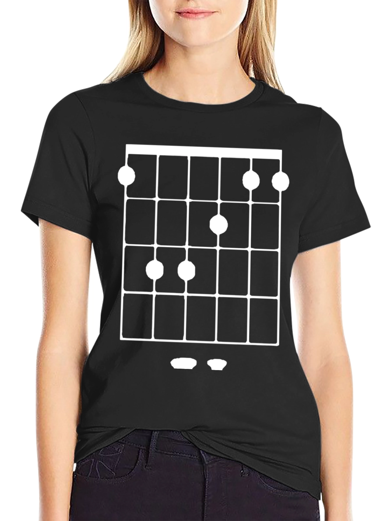 Black Ukulele Chord T-Shirt - Music Lover Tee view 2