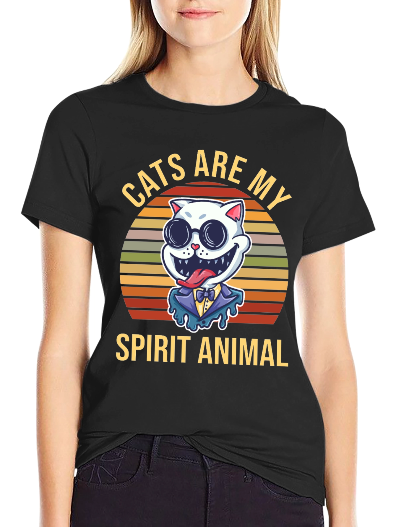 Black Cats Are My Spirit Animal Graphic T-Shirt view 2