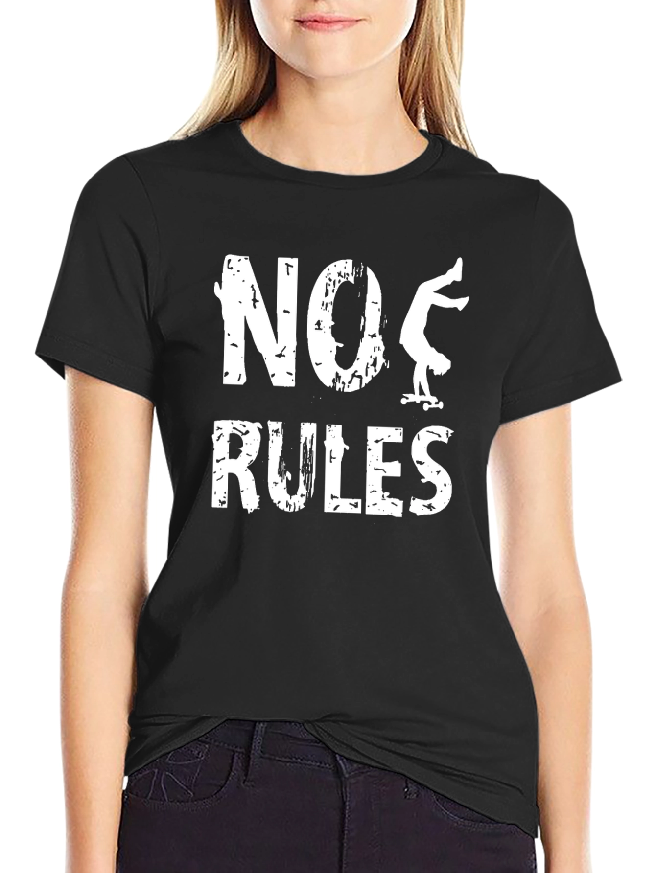Black No Rules Skateboarder Graphic Tee - Black view 2