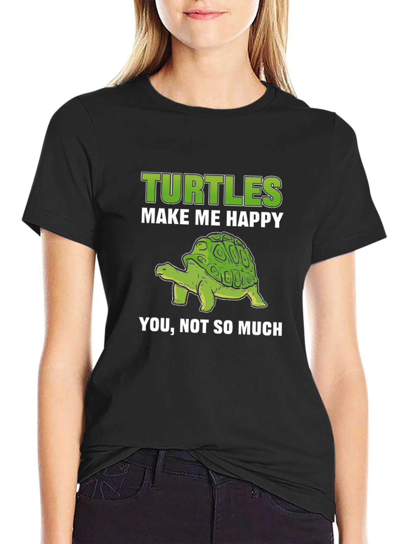 Black Turtles Make Me Happy Graphic Tee view 2