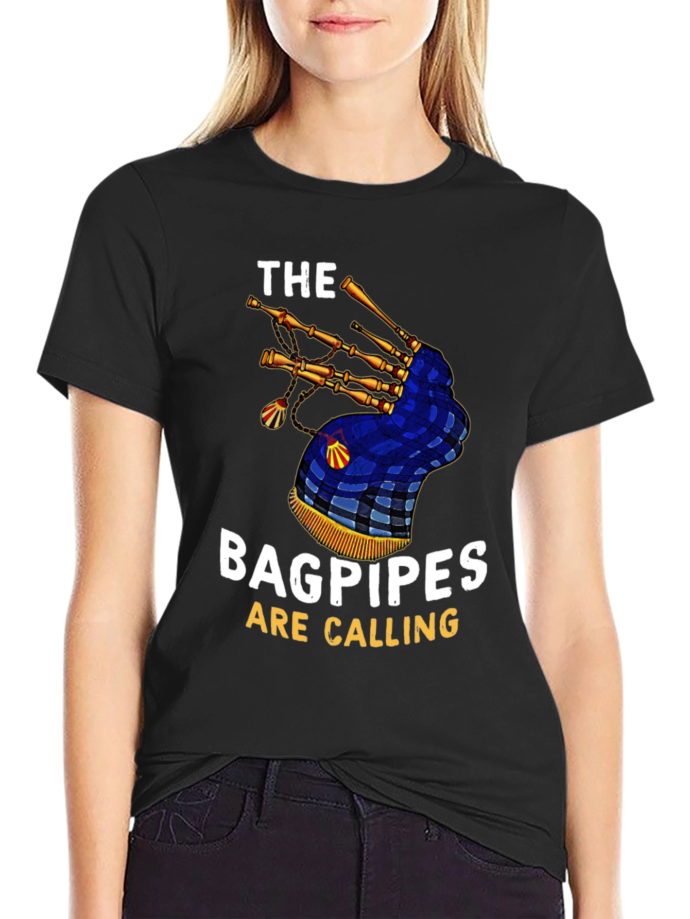Black Bagpipes Are Calling Graphic T-Shirt view 2