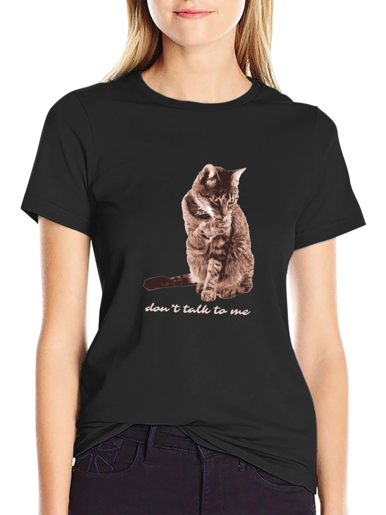Black Don't Talk To Me Cat T-Shirt view 2
