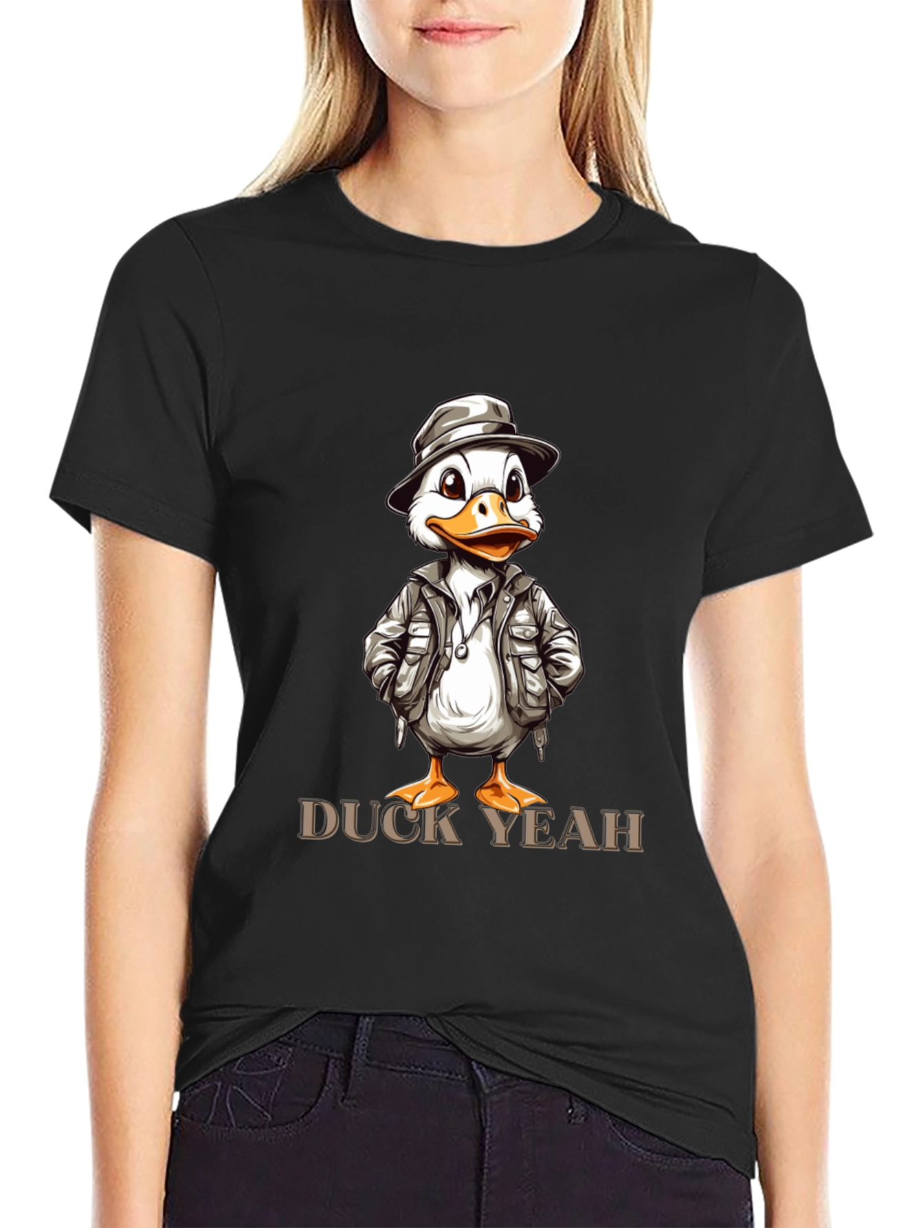 Black Duck Yeah T-Shirt - Cartoon Style view 2
