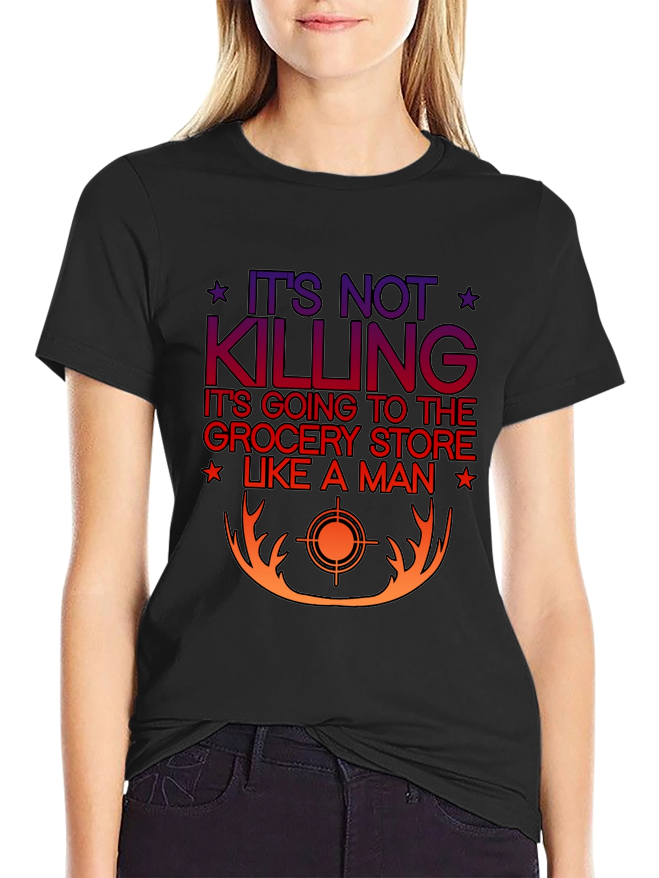 Black It's Not Killing T-Shirt, Grocery Store Humor Tee view 2