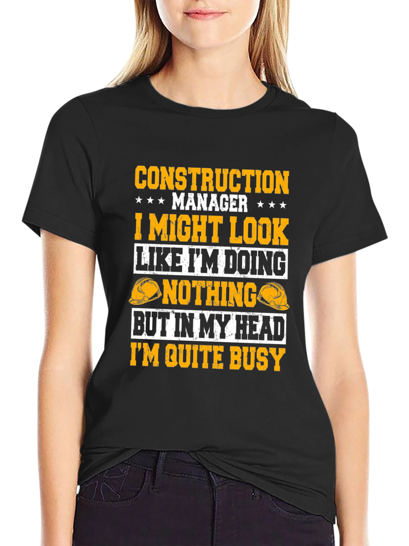 Black Construction Manager Funny Graphic Tee view 2