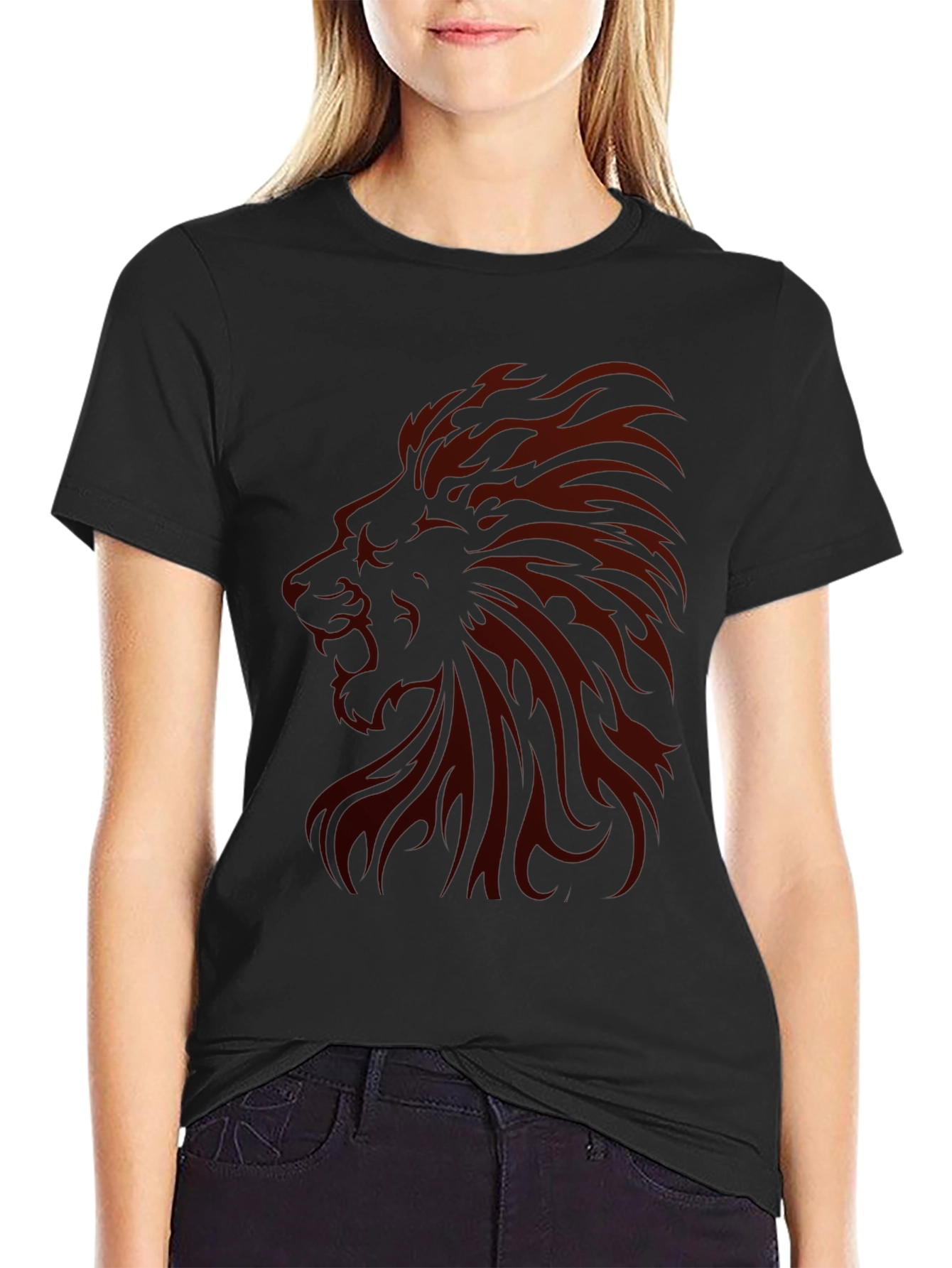 Black Lion Graphic Print Men's Black T-Shirt view 2