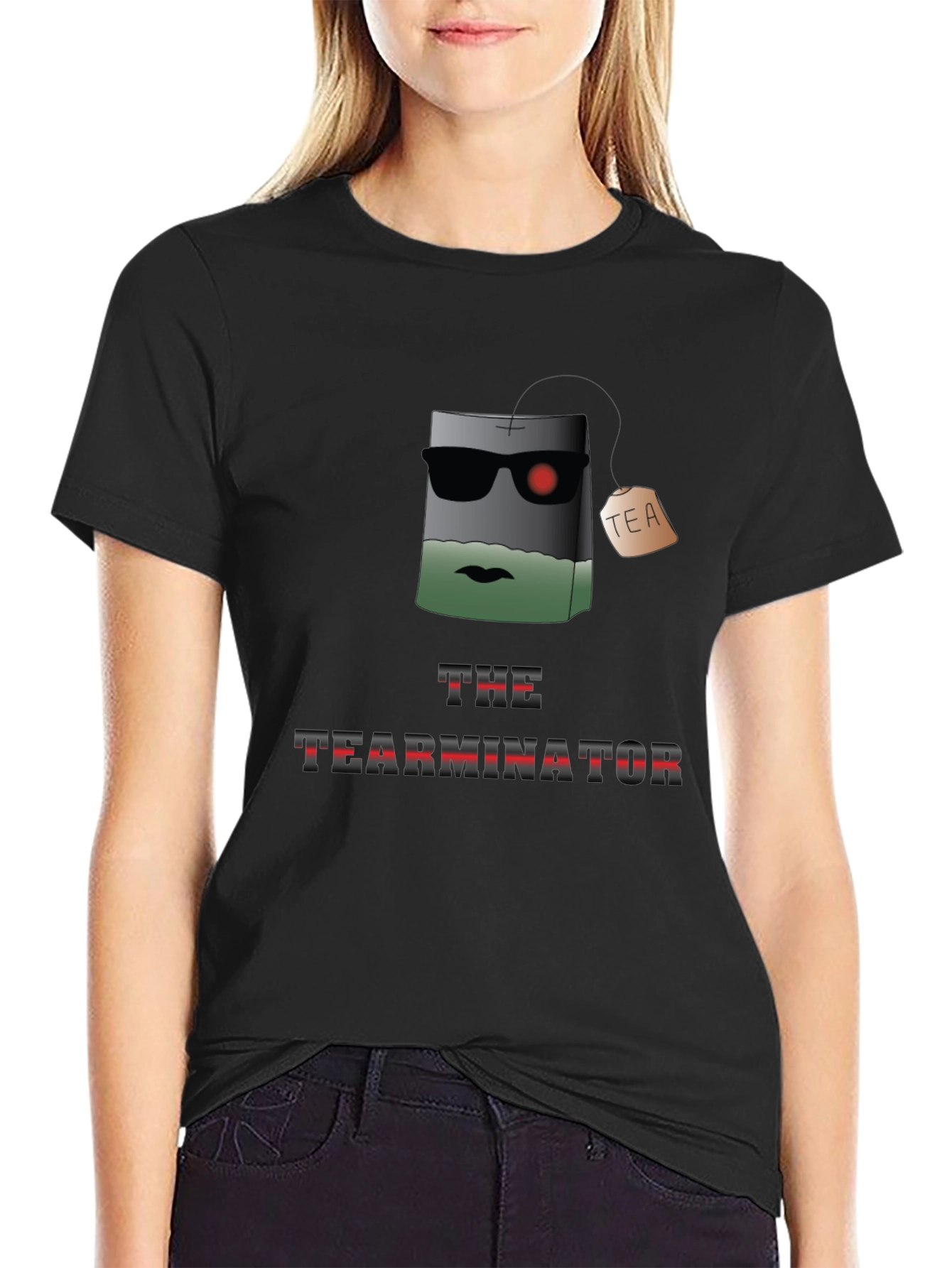 Black The TEARMINATOR Graphic T-Shirt - Funny Tea Lover Tee view 2