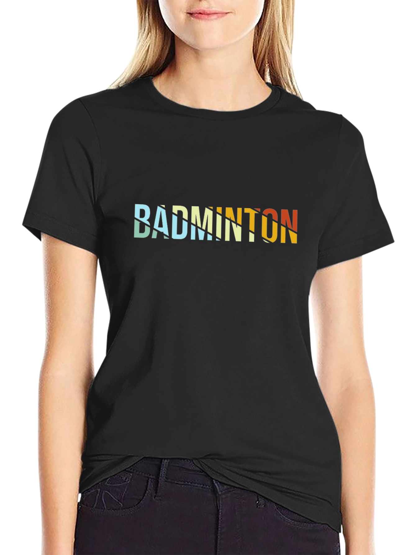 Black Badminton Graphic Tee - Stylish Retro Sports Shirt view 2