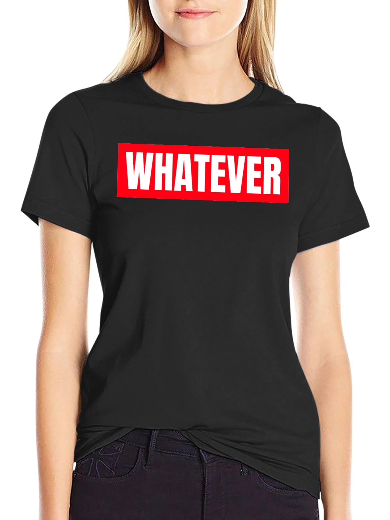 Black Whatever Graphic Tee - Black Casual T-Shirt view 2