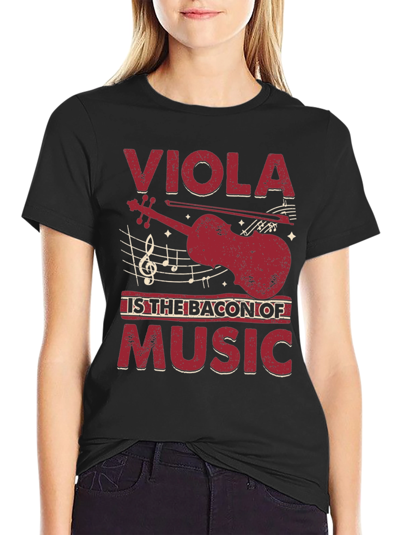 Black Viola is the Bacon of Music Funny Musician T-Shirt view 2