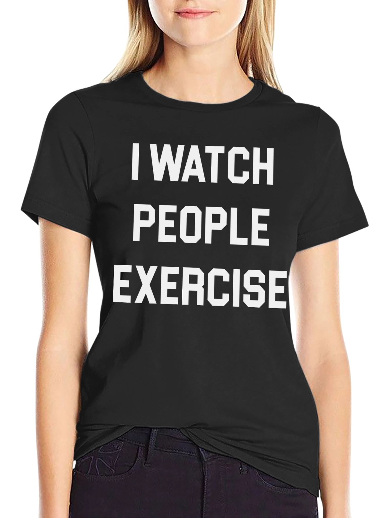 Black I Watch People Exercise T-Shirt - Funny Gym Motivation Tee view 2