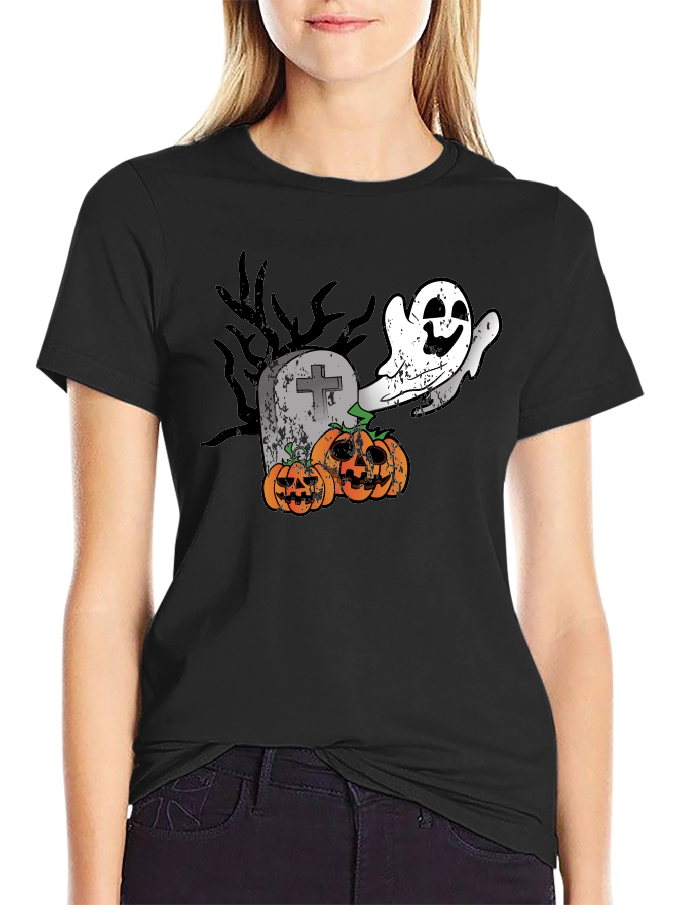 Halloween Ghost & Pumpkin T-Shirt - 2