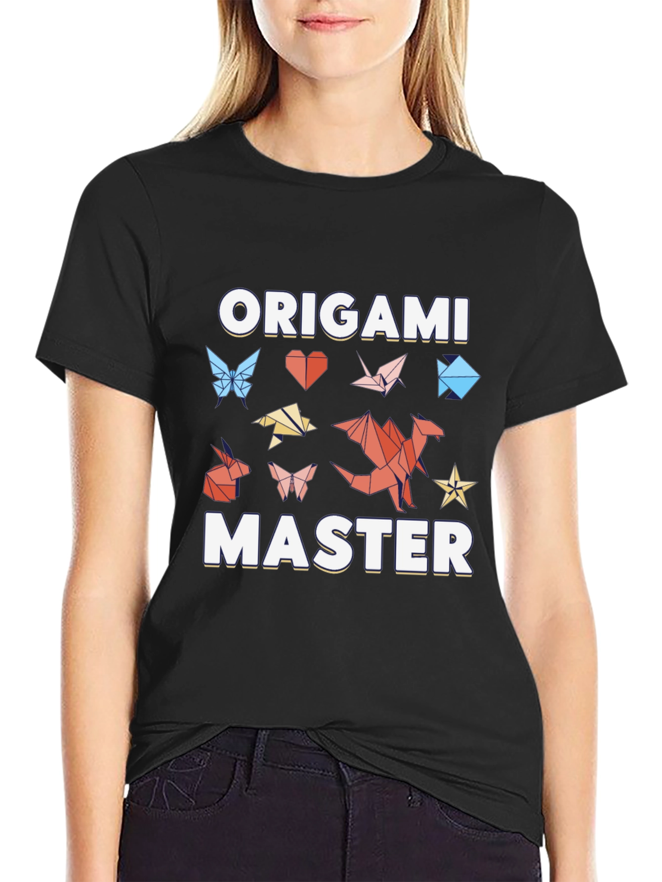 Black Origami Master T-Shirt - Unique Graphic Tee view 2
