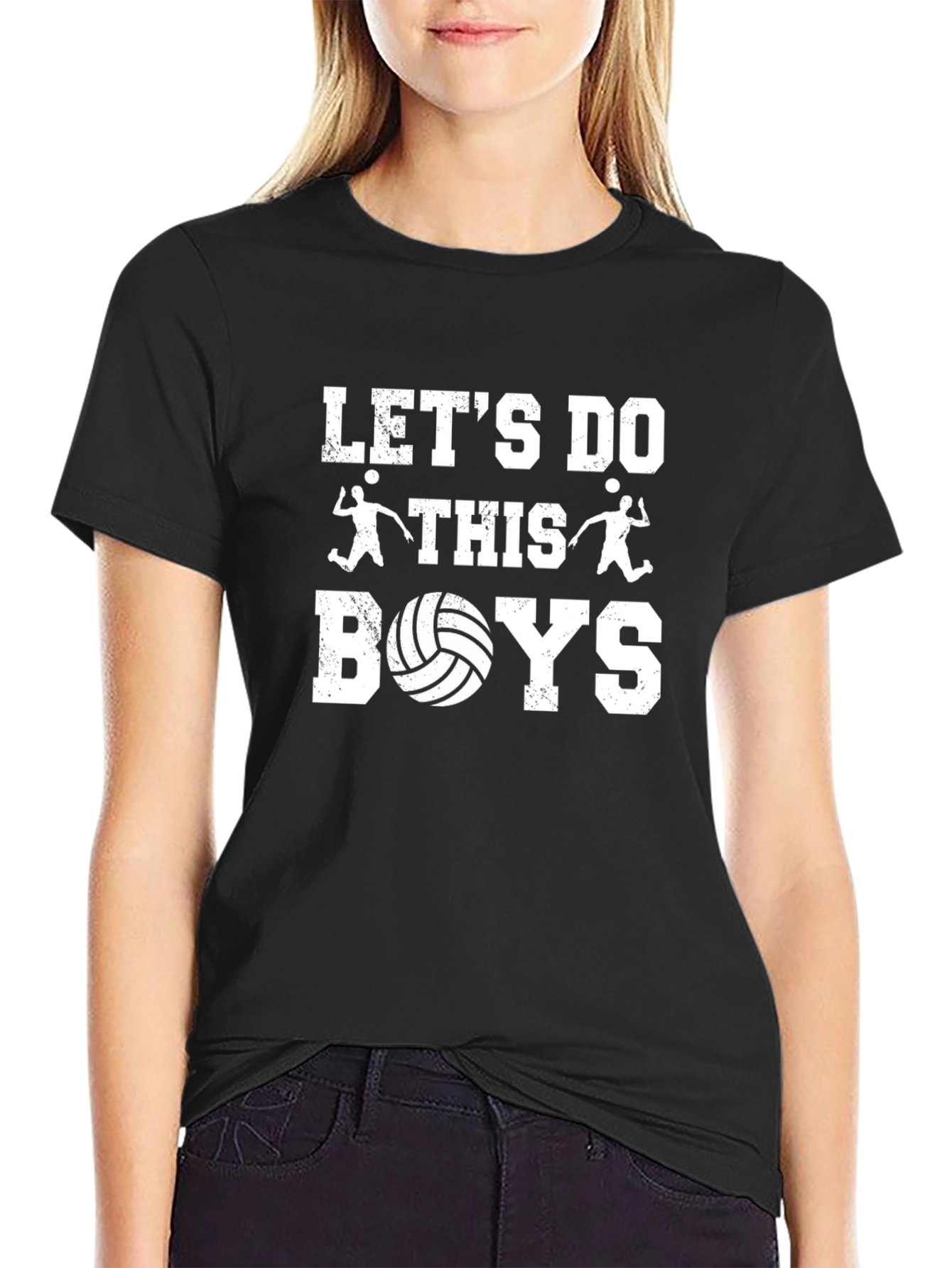 Black Let's Do This Boys Volleyball Graphic Tee view 2