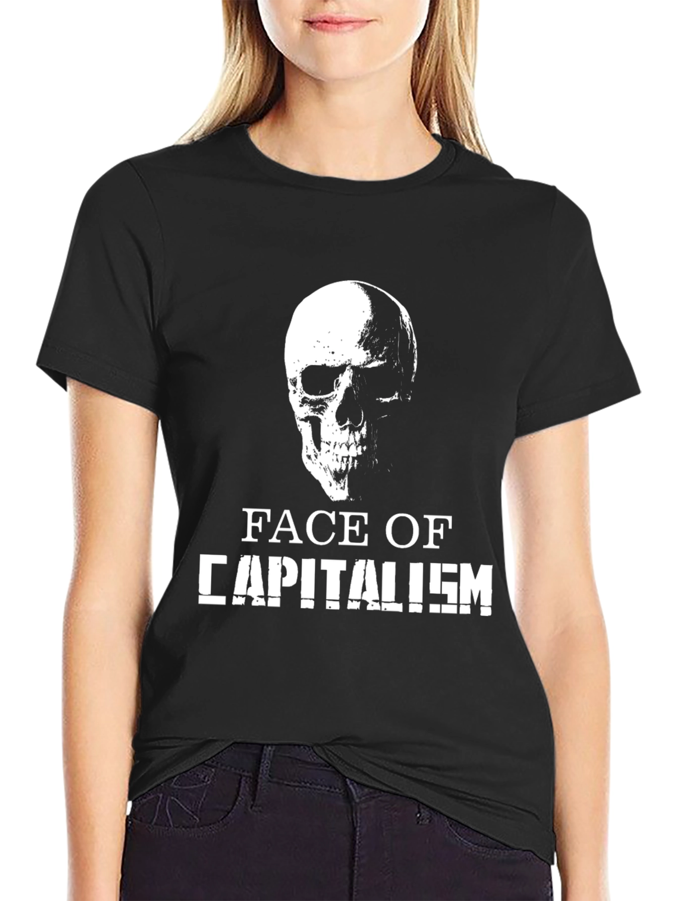 Black Face of Capitalism Black T-Shirt view 2