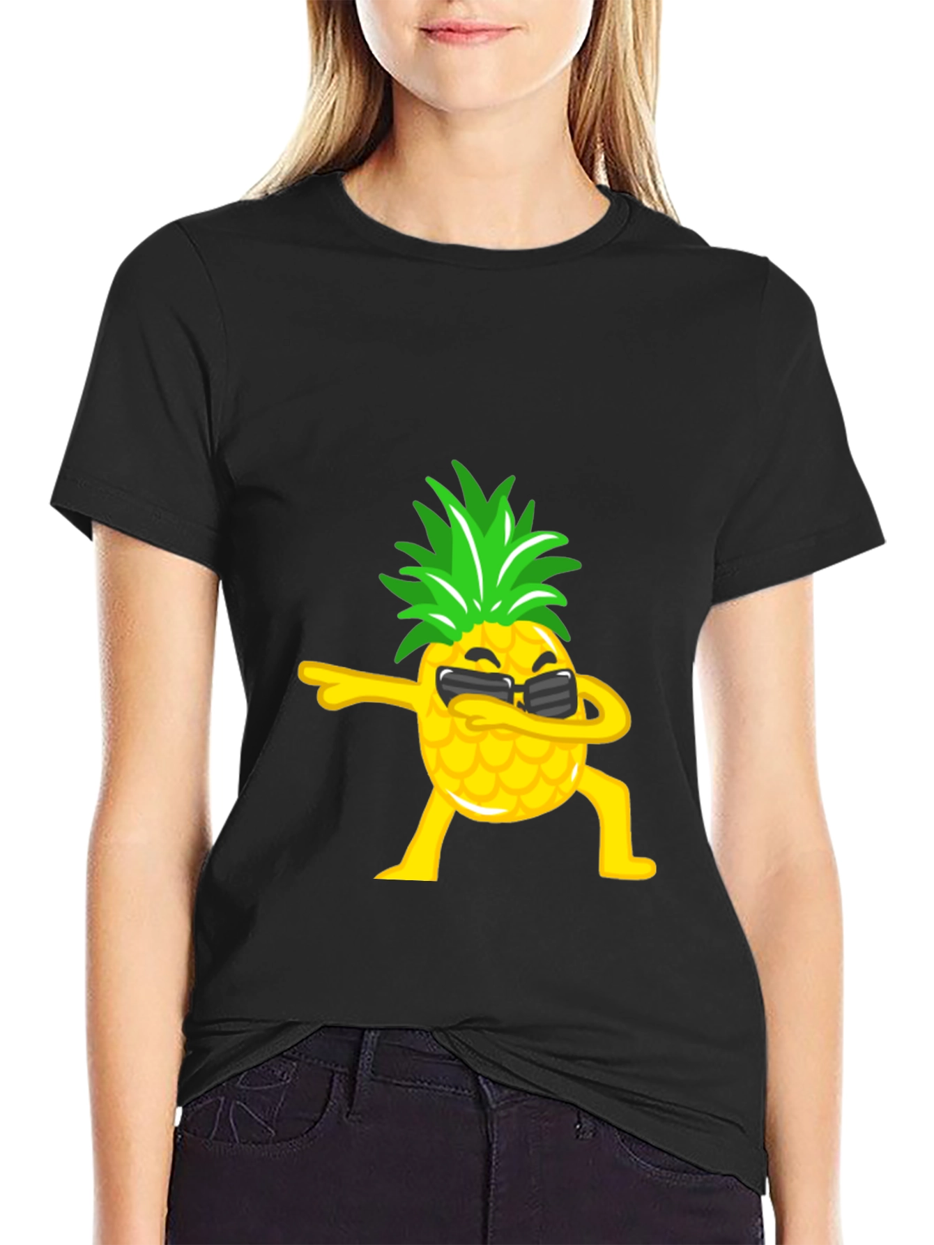 Black Dabbing Pineapple Graphic Tee - Black T-Shirt view 2