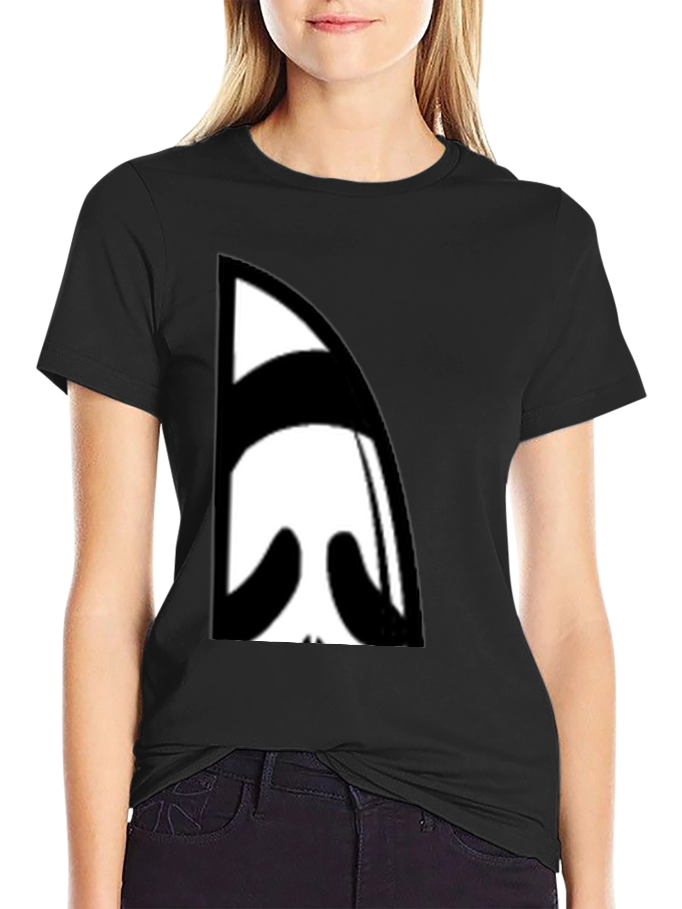 Black Abstract Face Graphic Black T-Shirt view 2