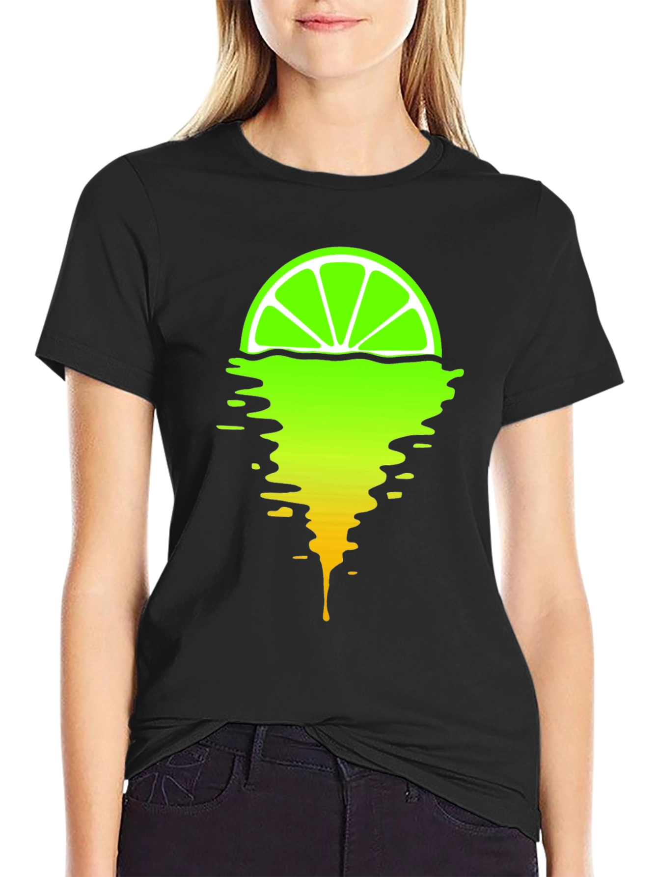 Black Melting Lime Graphic T-Shirt - Stylish Men's Tee view 2