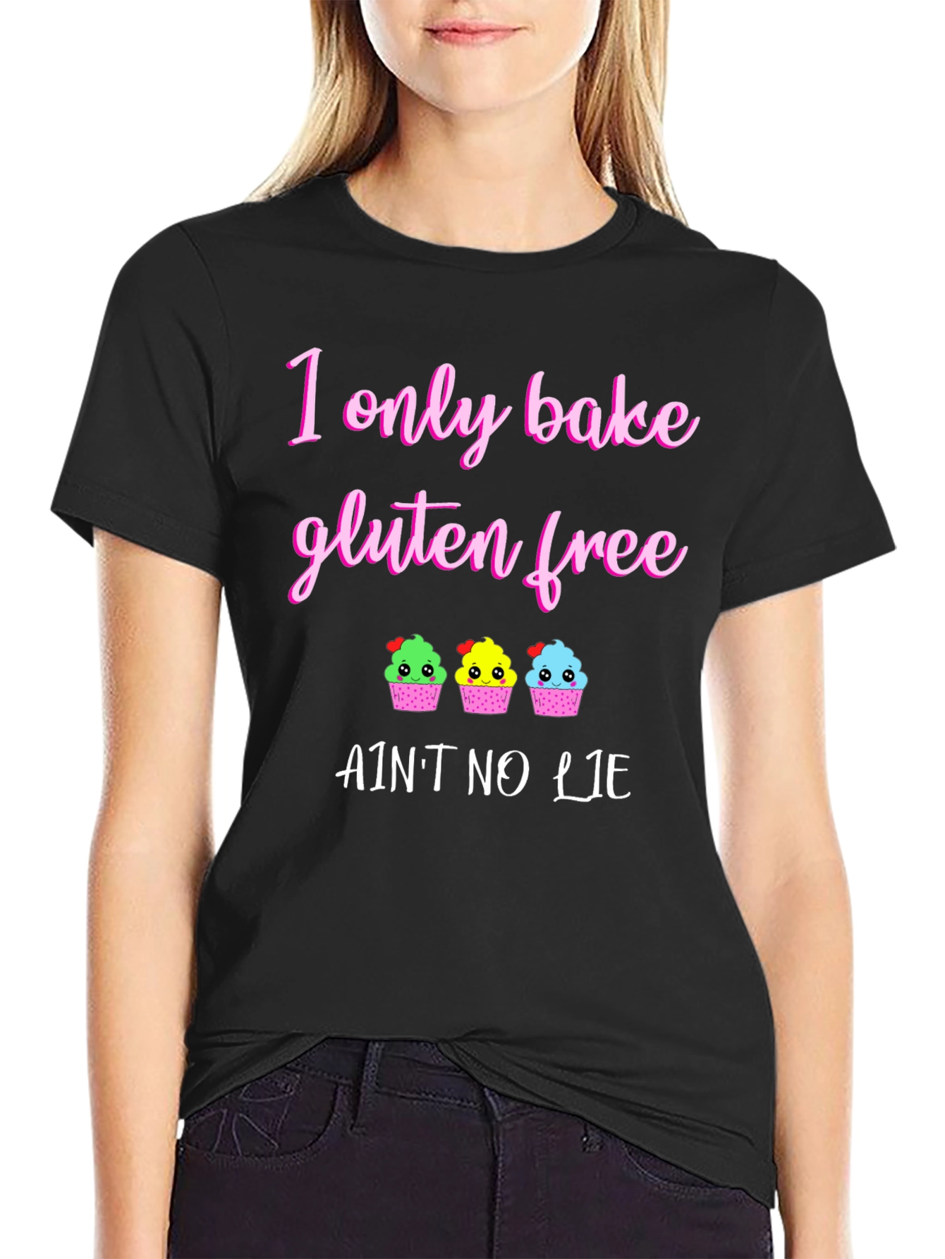 Black Gluten Free Baking T-Shirt - "Ain't No Lie" view 2