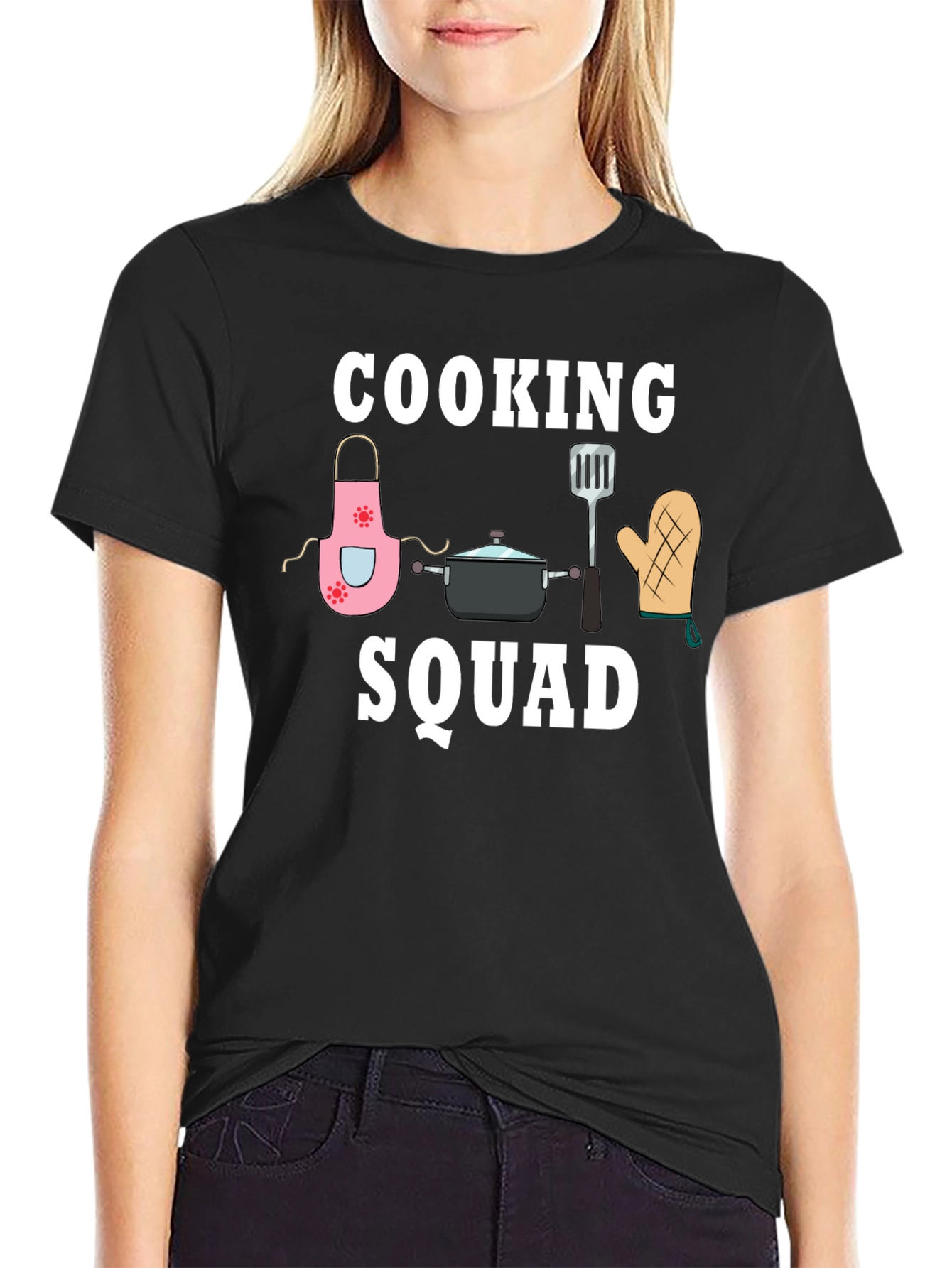 Black Cooking Squad Graphic Tee - Chef Team T-Shirt view 2