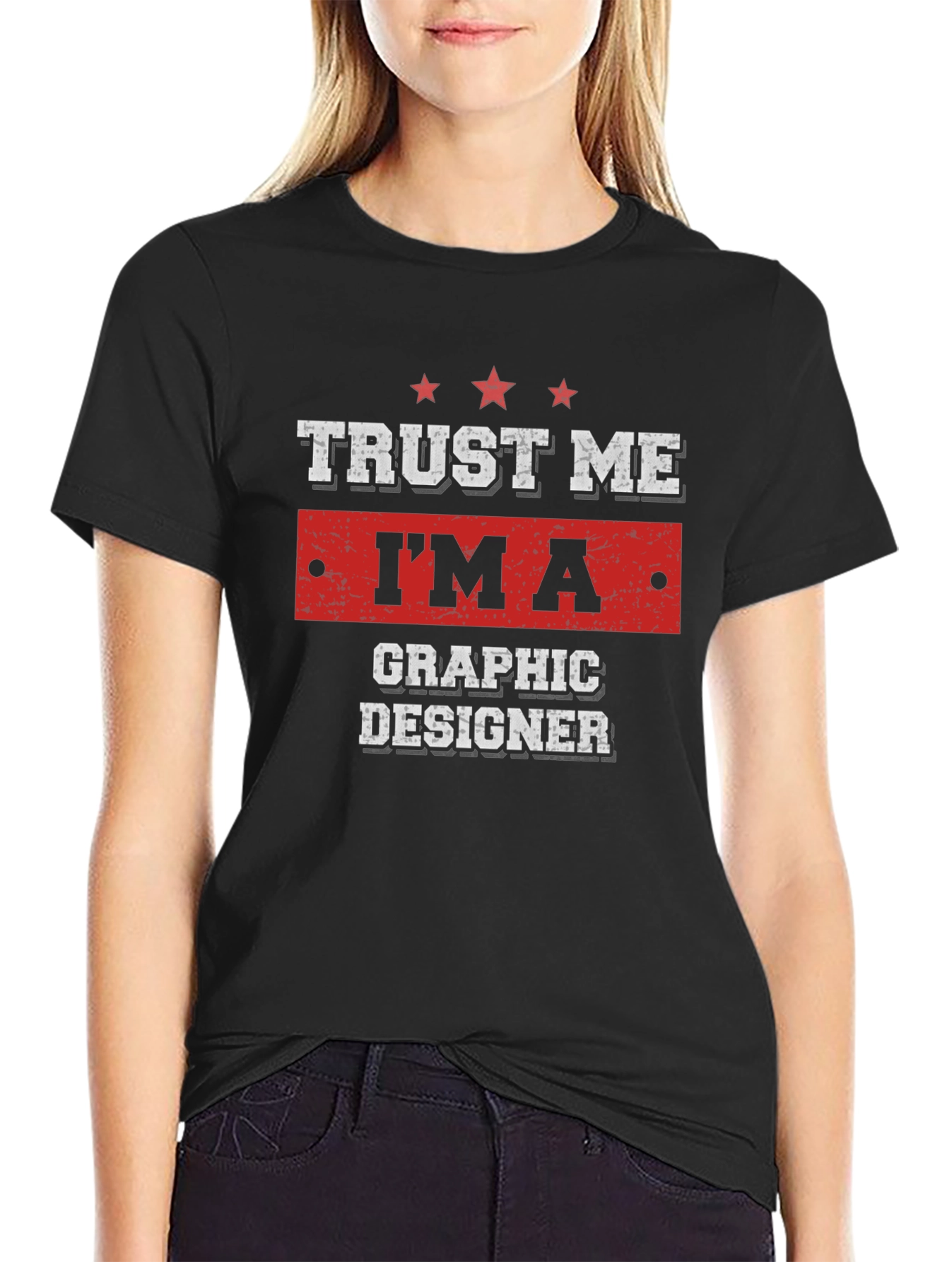 Black Trust Me I'm A Graphic Designer Black T-Shirt view 2