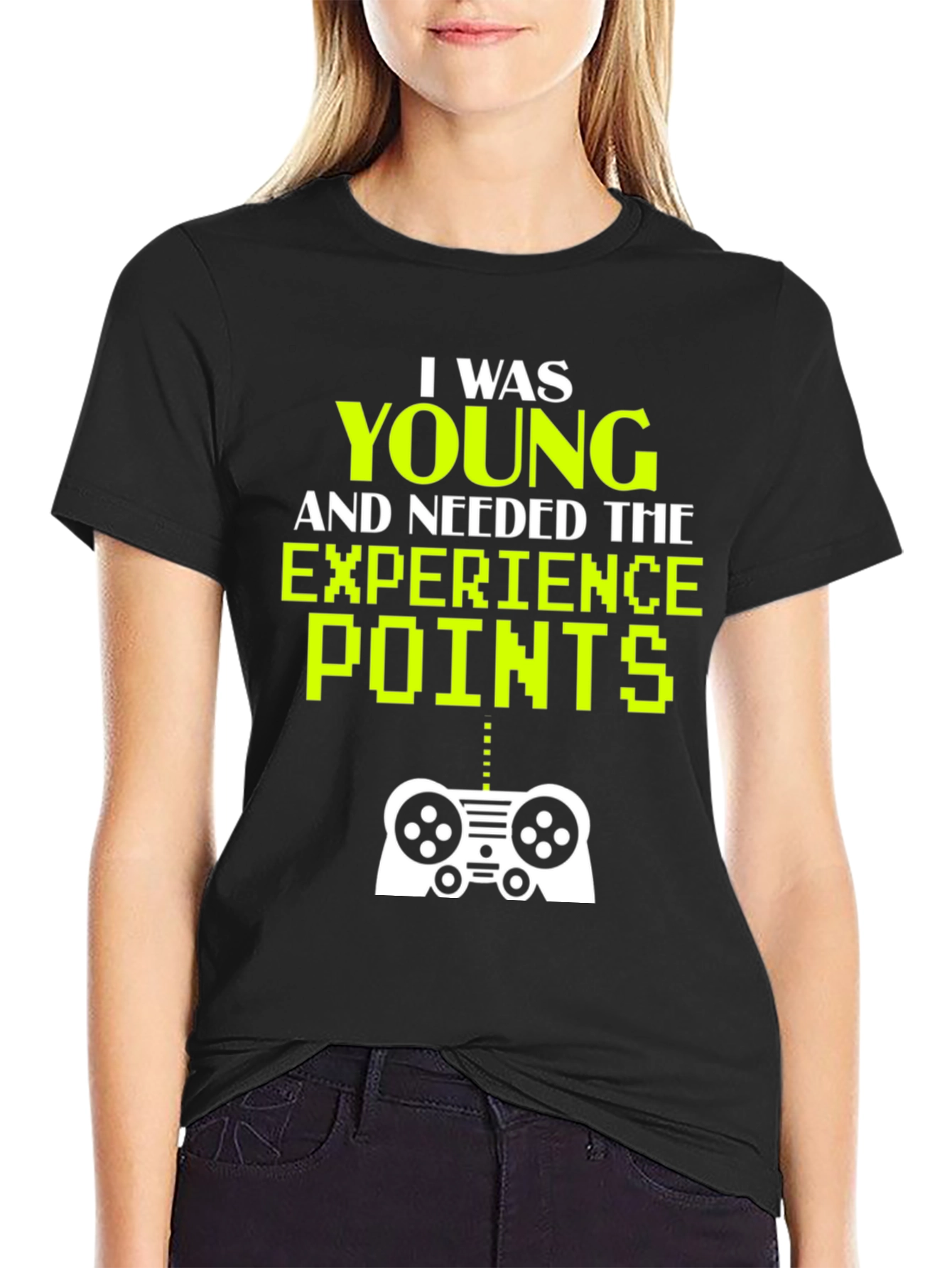 Black Gaming T-Shirt - I Was Young and Needed XP view 2