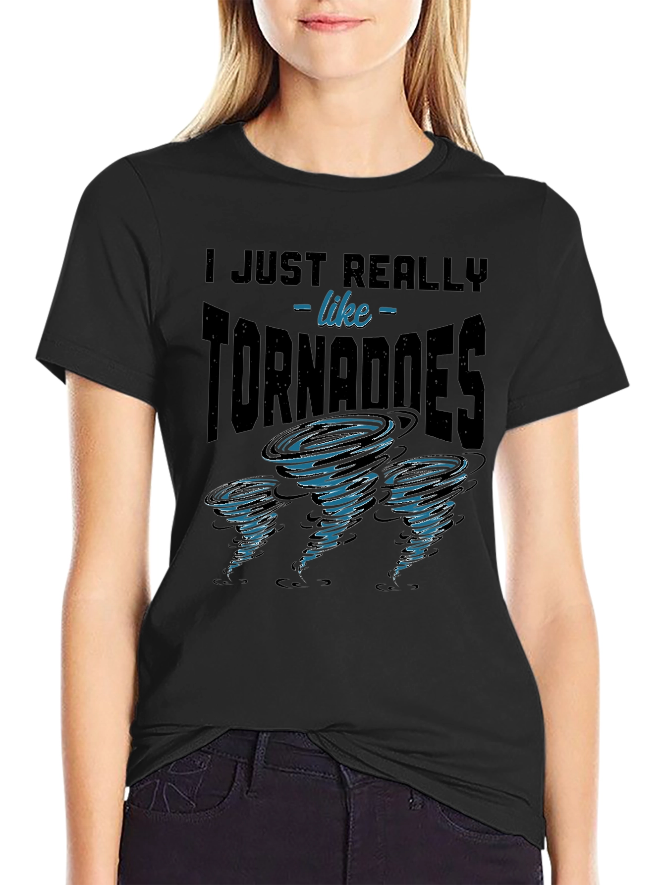 Black Tornado Enthusiast Graphic Tee - I Just Really Like Tornadoes view 2