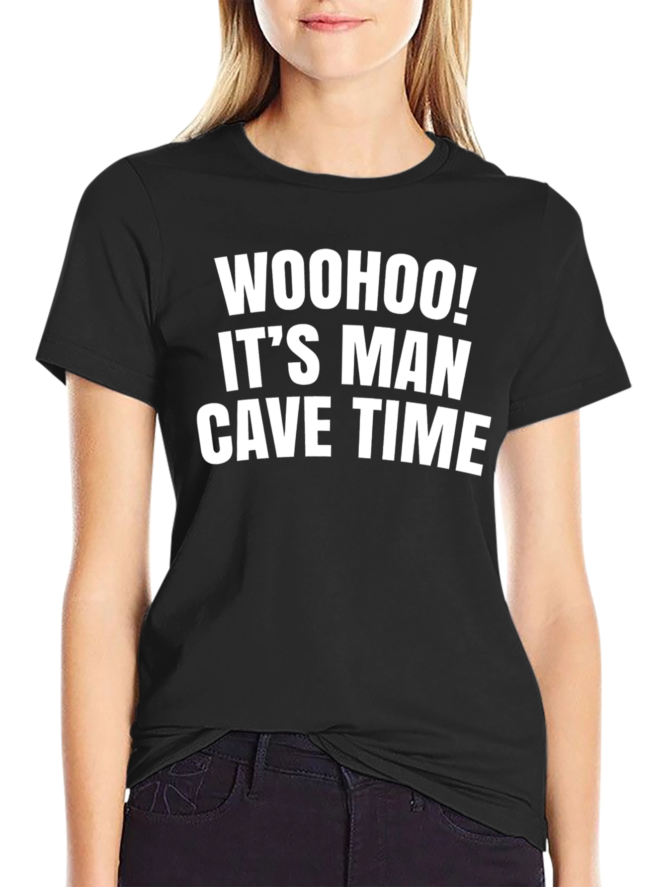 Black Man Cave Time T-Shirt - Black Graphic Tee view 2