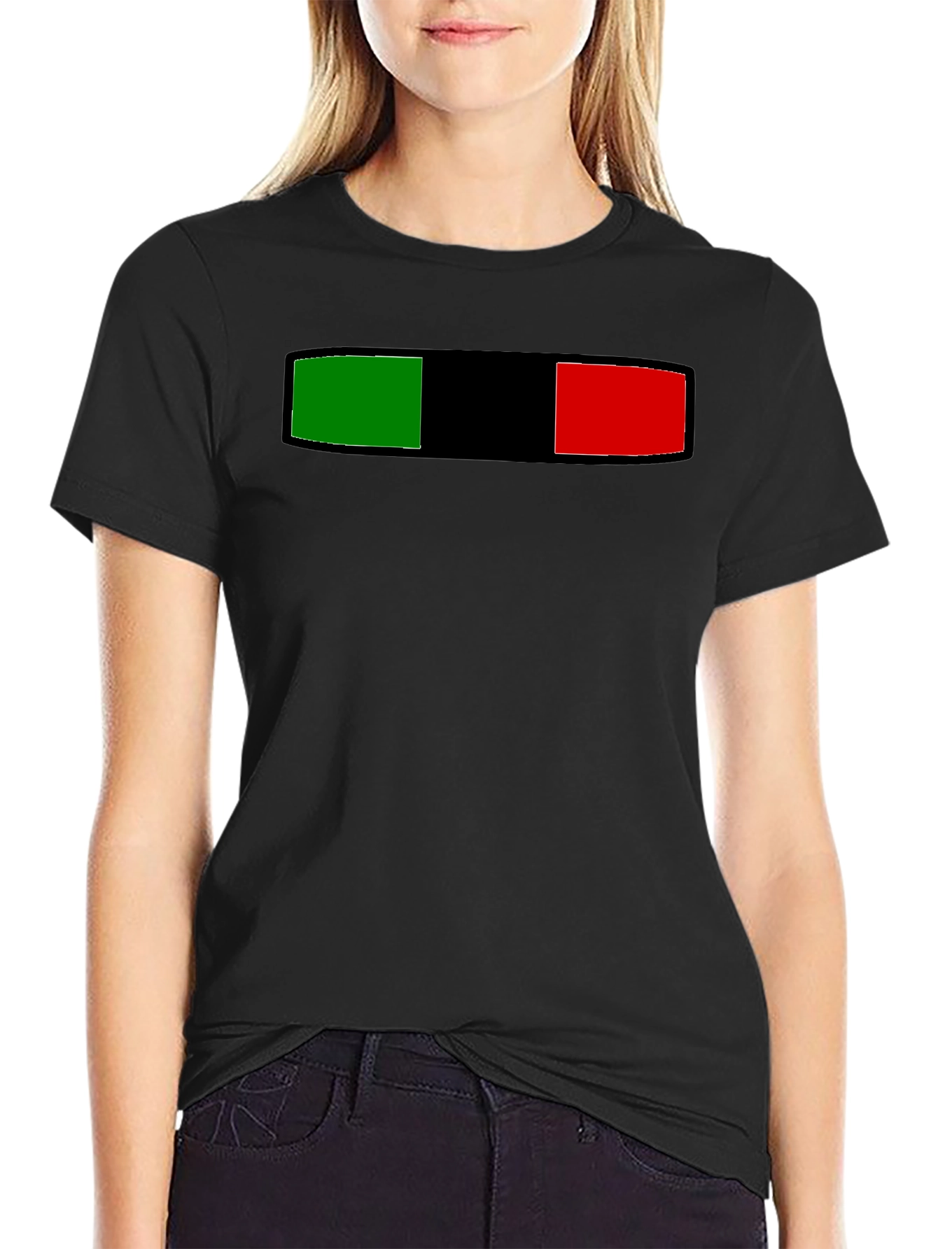Black Striped Green Black and Red Graphic Tee view 2
