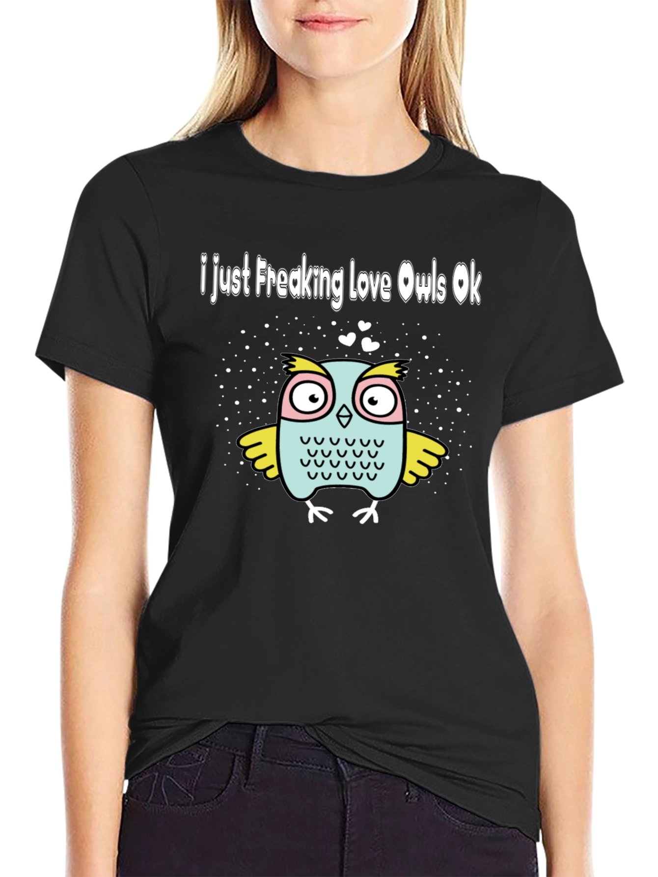 Black I Just Freaking Love Owls T-Shirt view 2