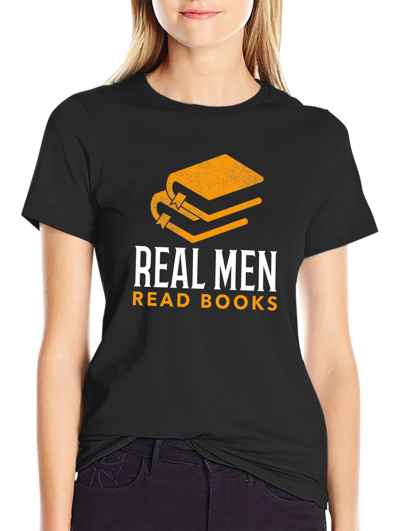 Black Real Men Read Books Graphic Tee - Book Lover Gift view 2