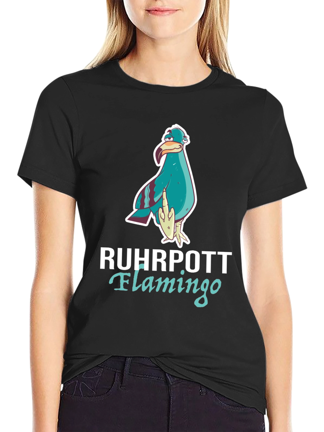 Black Ruhrpott Flamingo Graphic Tee view 2