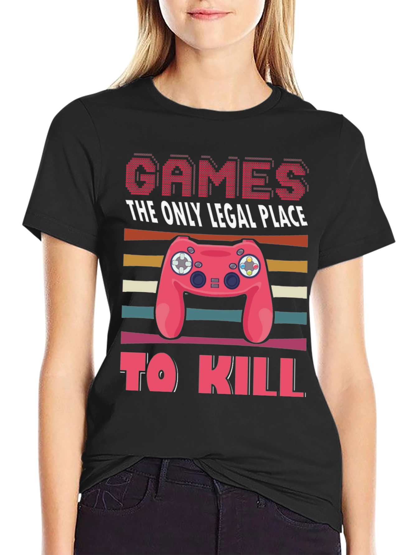 Black Gamer T-Shirt - Legal Place To Kill - Controller Design view 2