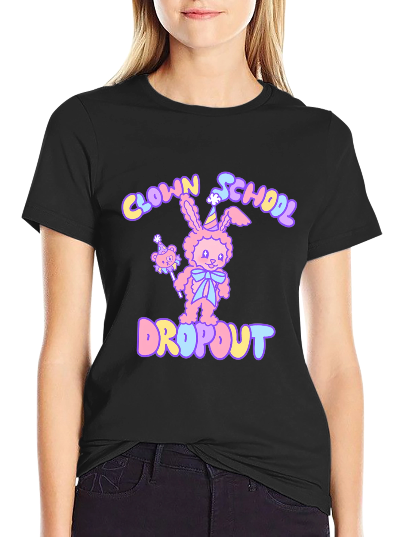 Black Clown School Dropout Graphic T-Shirt view 2