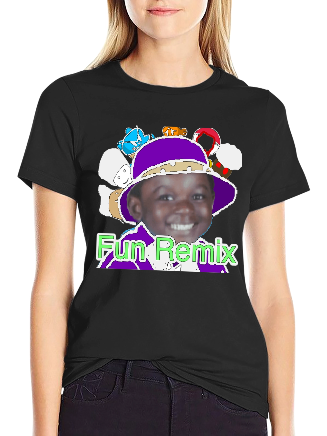 Black Fun Remix Graphic T-Shirt view 2