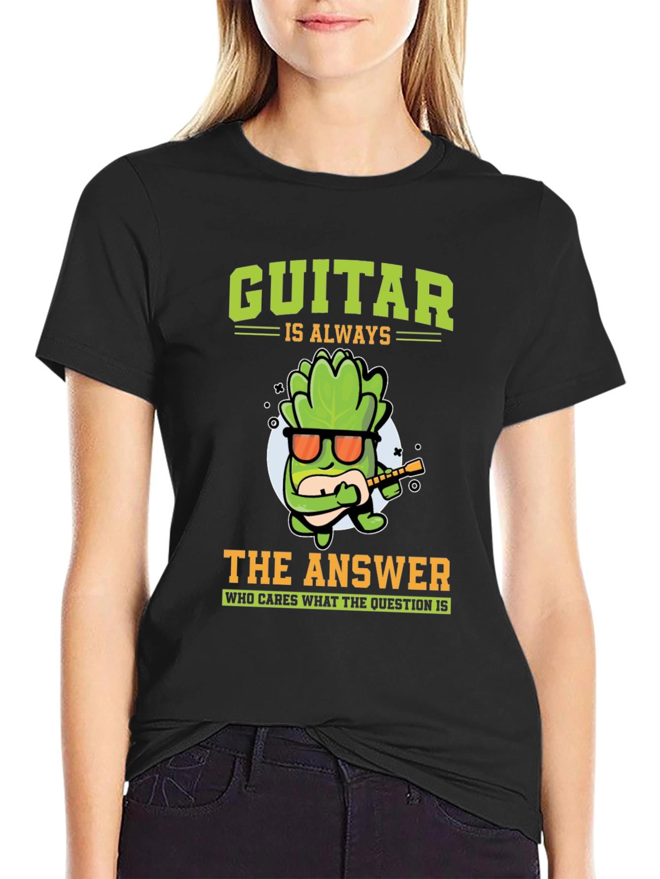 Black Guitar Is Always The Answer Graphic T-Shirt view 2