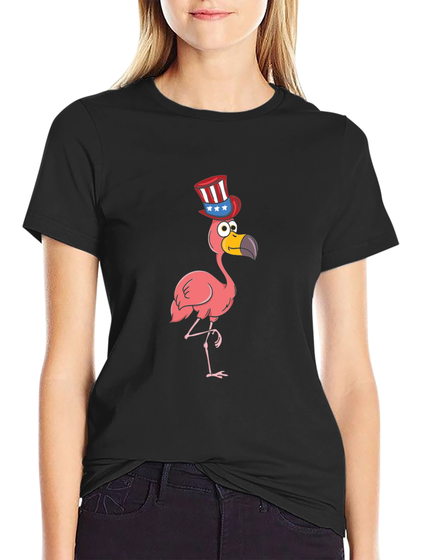 Black Patriotic Flamingo Graphic Tee view 2