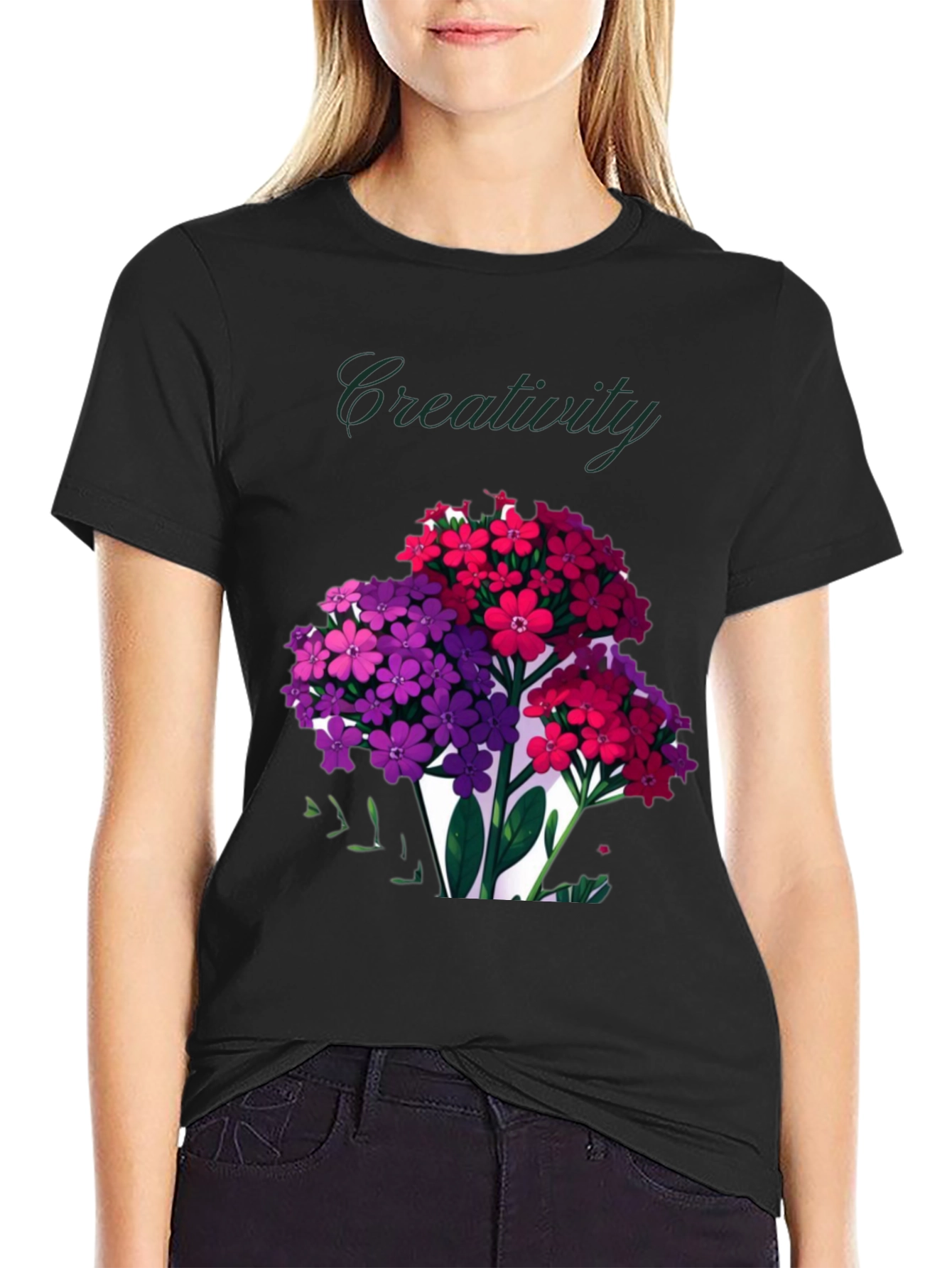 Black Creativity Blooms Graphic T-Shirt view 2