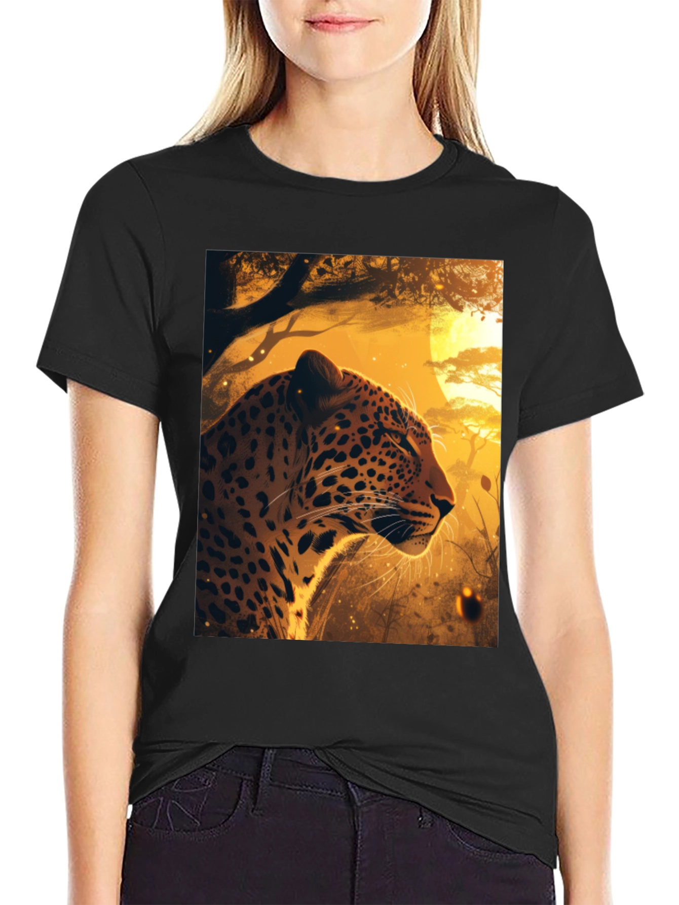Black Leopard Graphic Tee - Wild Style Black T-Shirt view 2