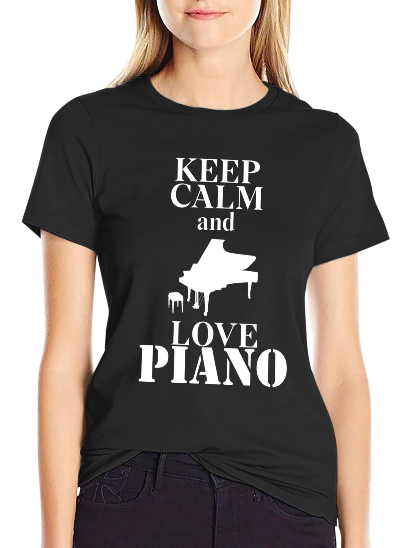 Black Keep Calm & Love Piano Black T-Shirt view 2