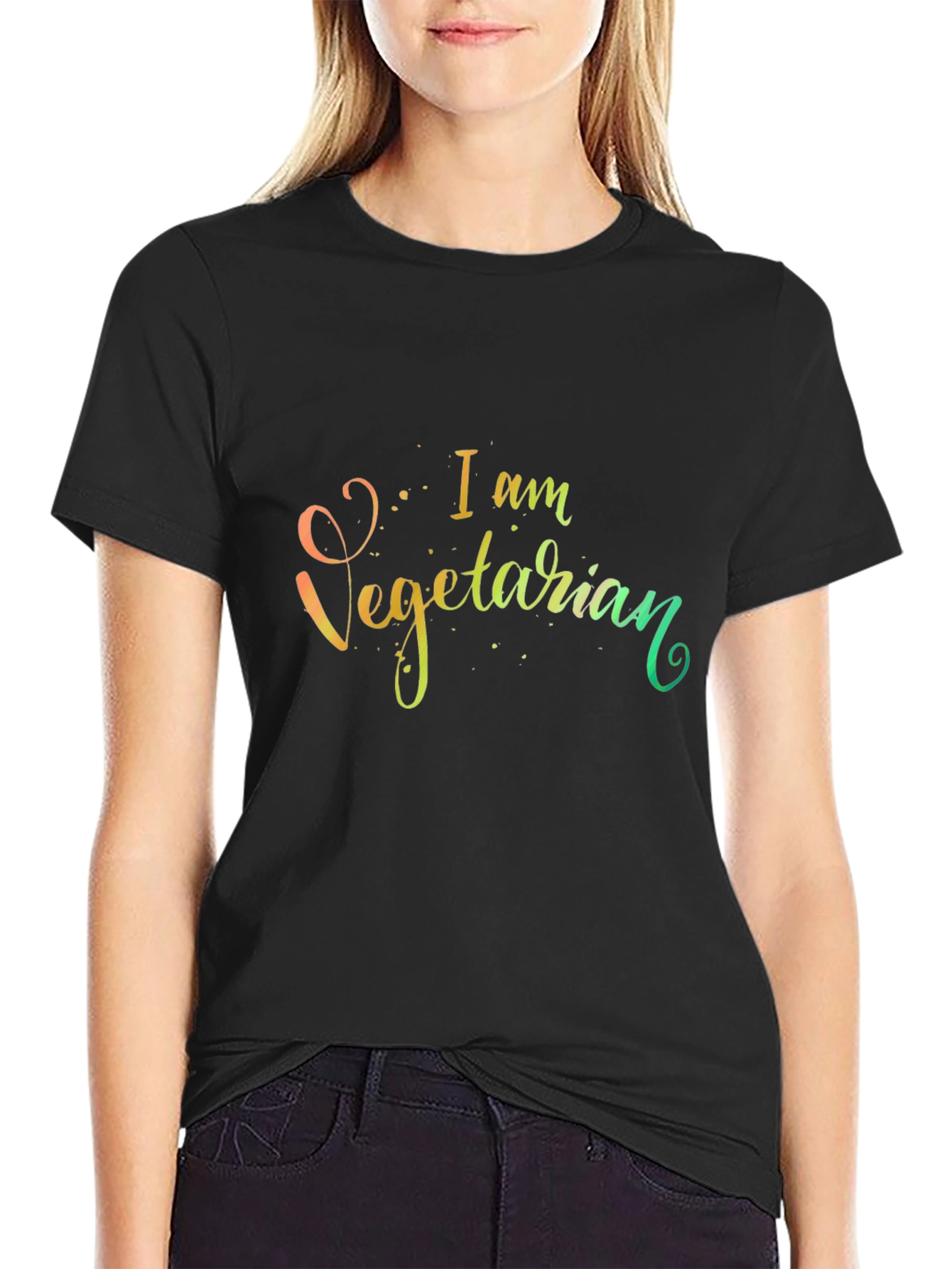 Black I am Vegetarian Graphic Tee view 2