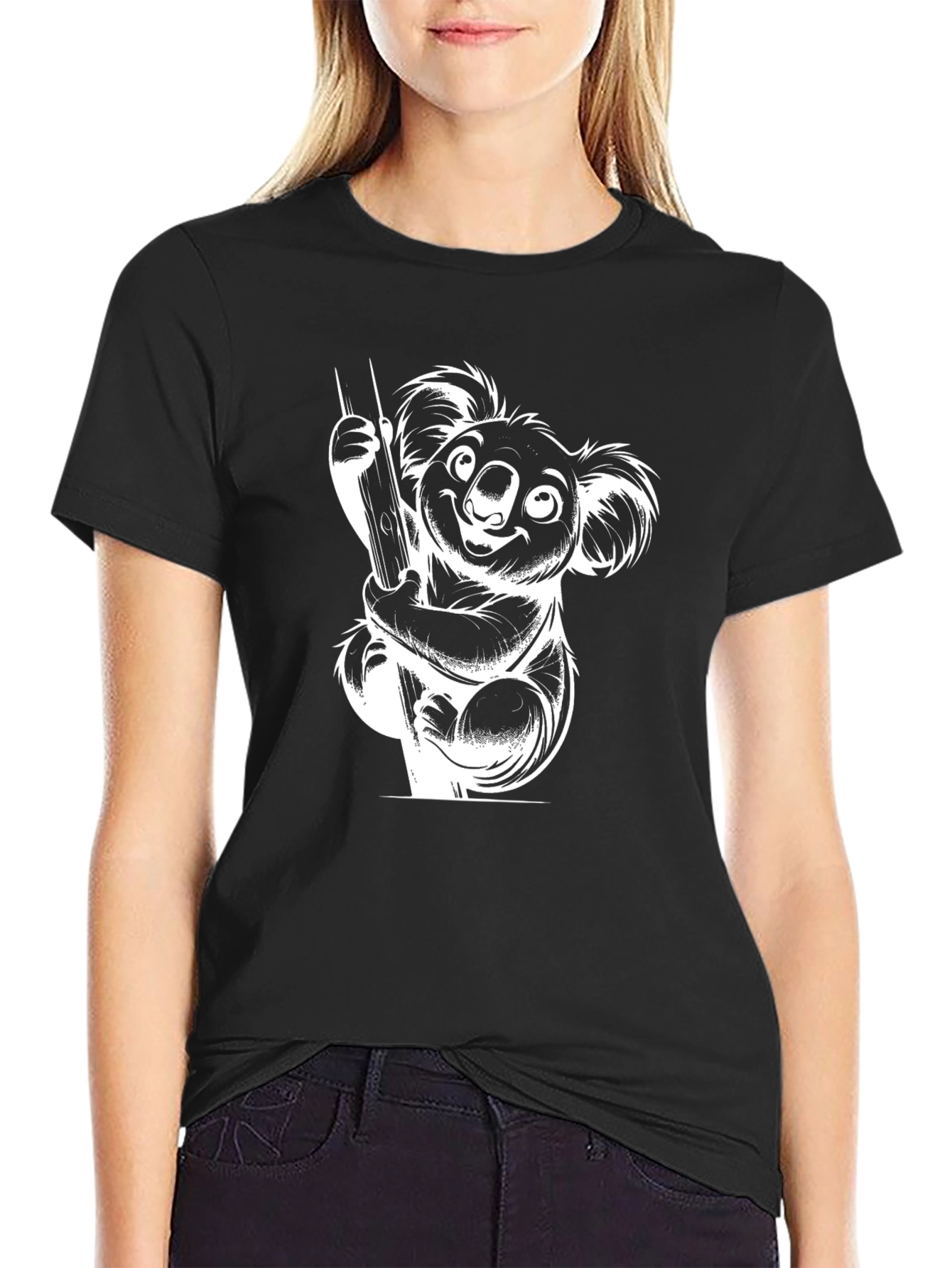 Black Koala Bear Graphic Tee - Soft Cotton Blend view 2