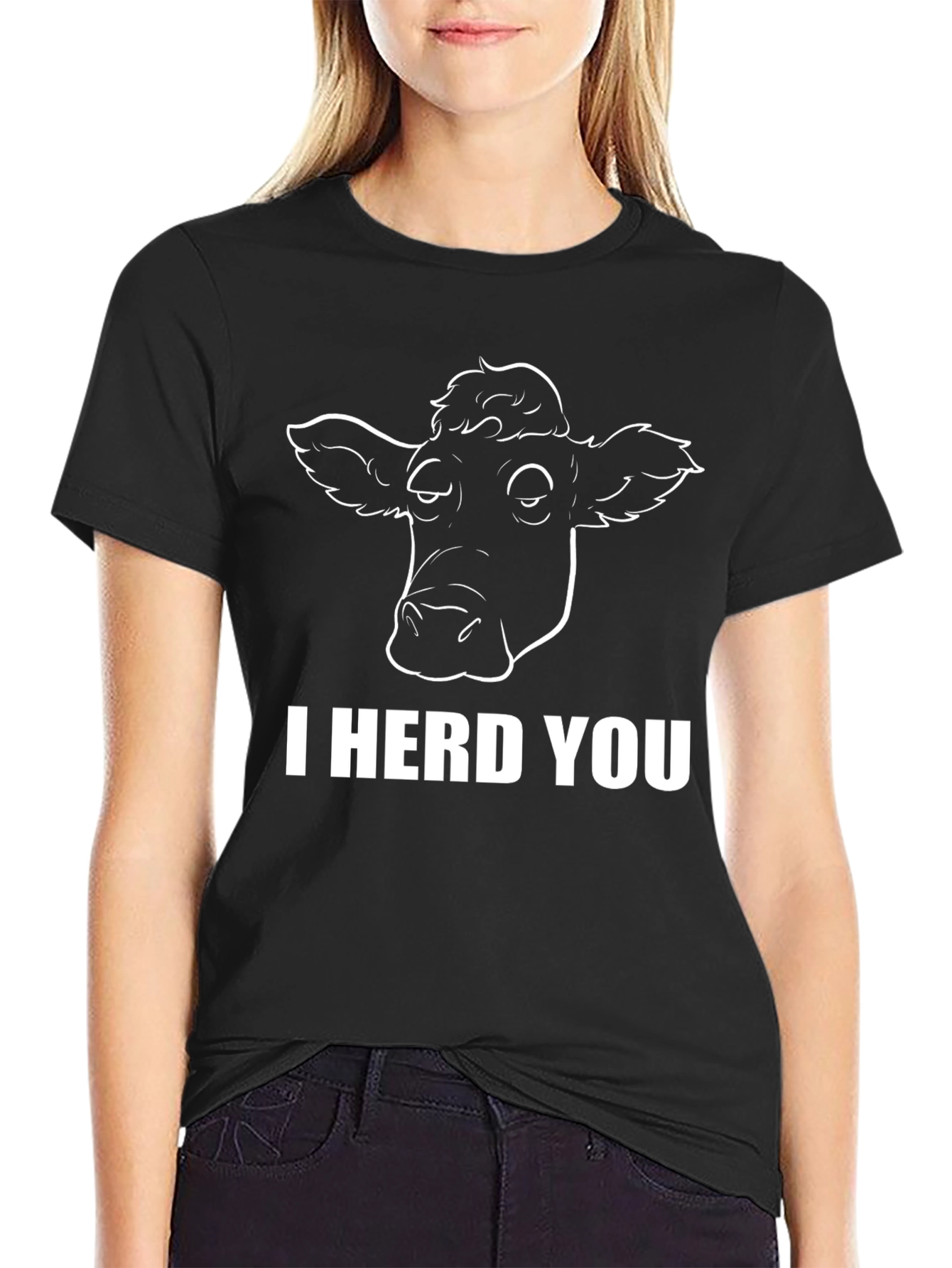 Black Funny Cow T-Shirt - I Herd You Tee view 2
